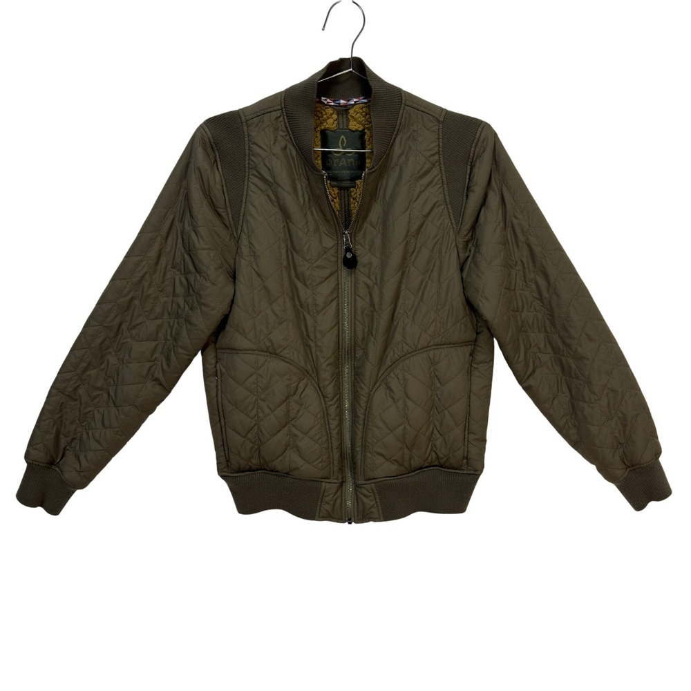 PrAna Diva Varsity Jacket Womens S Slate Olive Green Quilted Outdoor Gorpcore